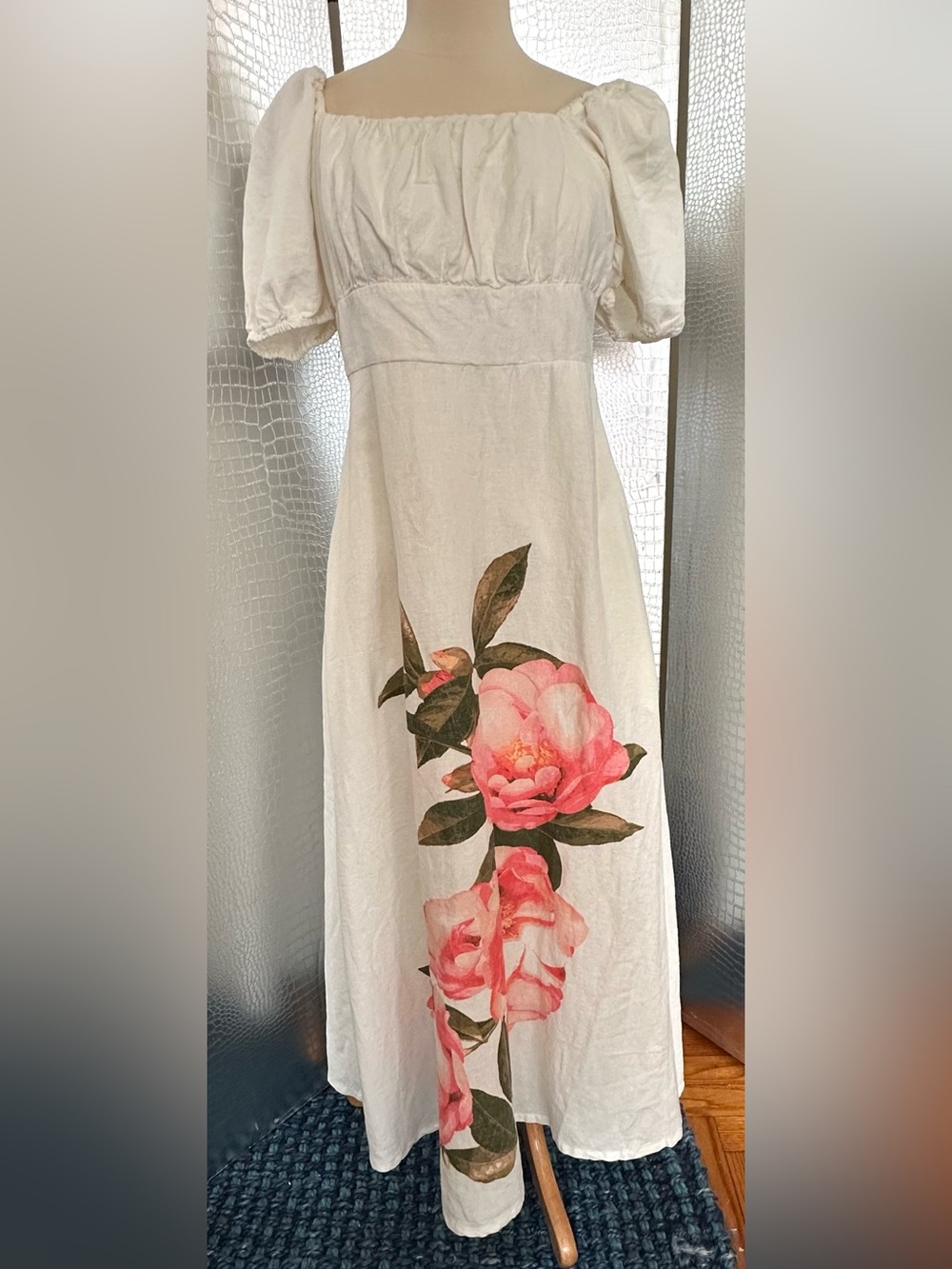 Cynthia Rowley White Dress with Pink Floral Motif New with Tags NWT Size 8